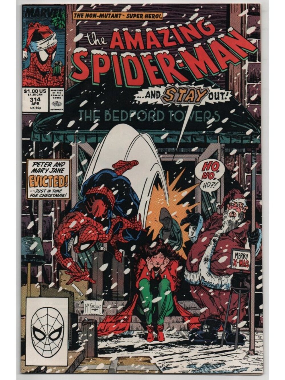 Amazing Spider-Man 314 Marvel Comics 1989 VF- 7.5 McFarlane Christmas Cover